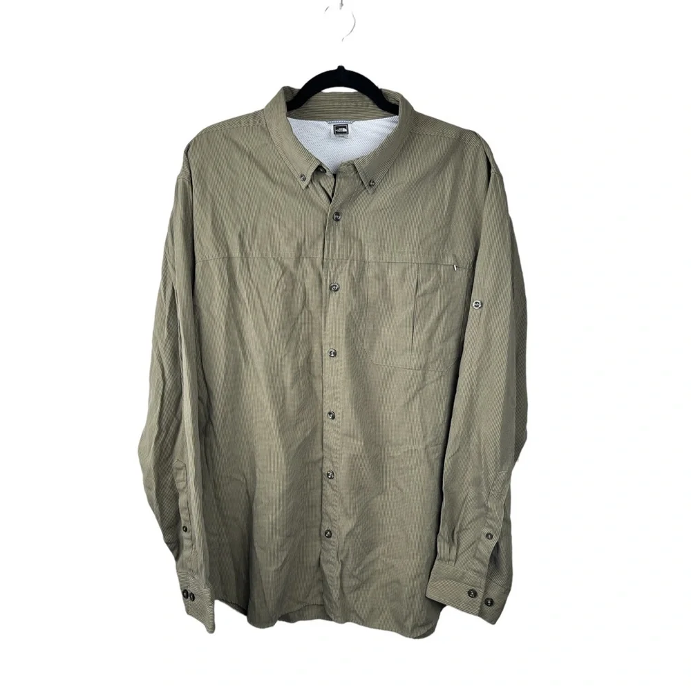 The North Face‎ Men’s Long Sleeve Green Pinstriped Button Down Shirt Size XL